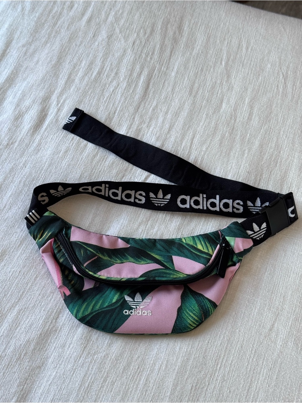 Adidas Pink Tropical Leaf Waist Bag